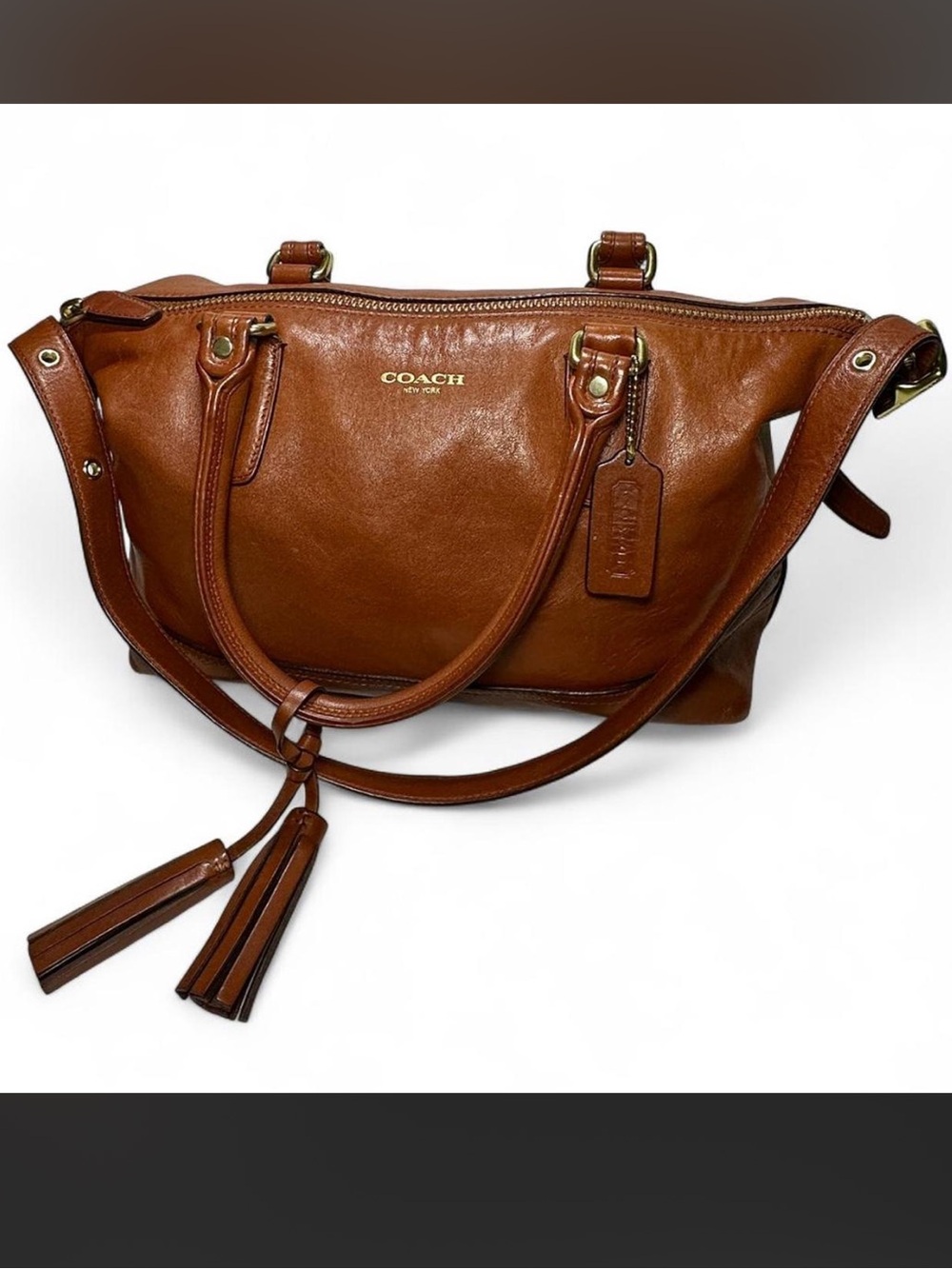 Coach Legacy Molly East West Cognac Leather Satchel Shoulder Bag